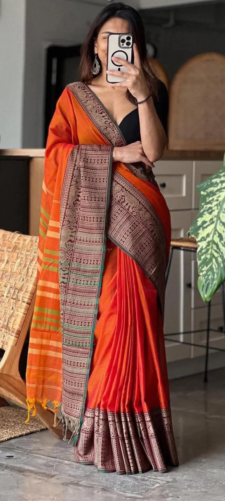 Small Elephant Border Narayanpeth Preetika  Cotton Saree